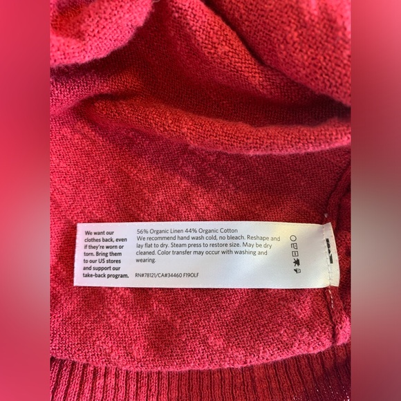 Eileen Fisher Red High Low Organic Linen and Organic Cotton Sweater SP PETITE - Picture 5 of 5